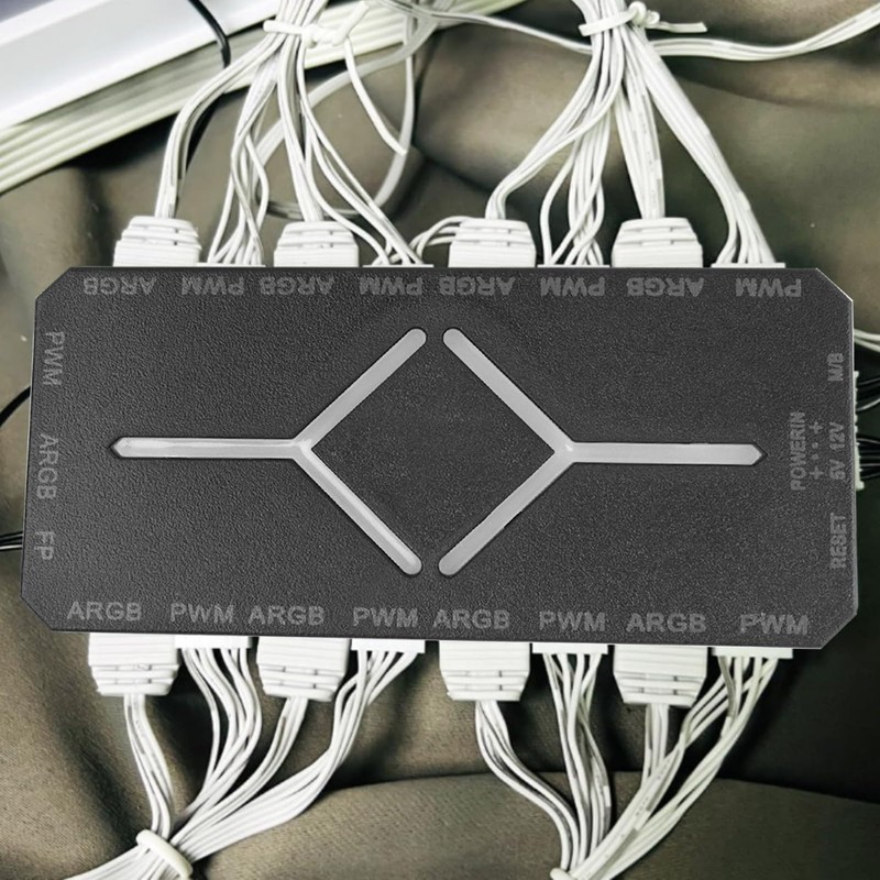 ARGB PWM Fan Hub, Addressable 5V-3PIN 2-in-1 RGB Computer PC