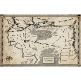 NLopezArt Beleriand Map Silmarillion Illustration - Fantasy Middle Earth Poster Print (11x17 inches), yellow-ish