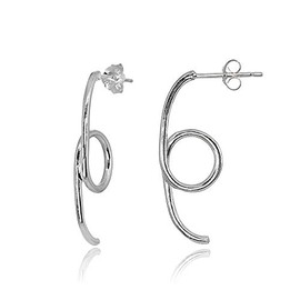 Hoops and Loops - 925 Sterling Silver Long Round Circle Loop Drop Earrings, Minimalist Trendy Fashion Earrings