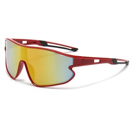 JOVAKIT Kids Baseball Sunglasses for Boys Girls Age 6-16, Youth Baseball Sun Glasses UV400 Sports Cycling Shades (Red/Red Mirror)