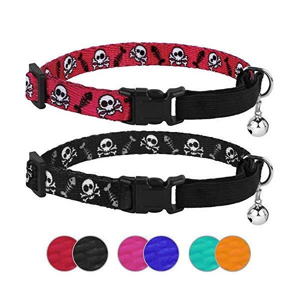 CollarDirect Skull Cat Collar Breakaway with Bell Pack of 2
