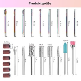 EUDUQ Pack of 17 Bits for Nail Cutter, Tungsten Carbide Nail Drill, Professional Nail Drill Bit, Cutter Attachment for Gel Acrylic Cuticle, Nail Cutter Attachments for Manicure Pedicure