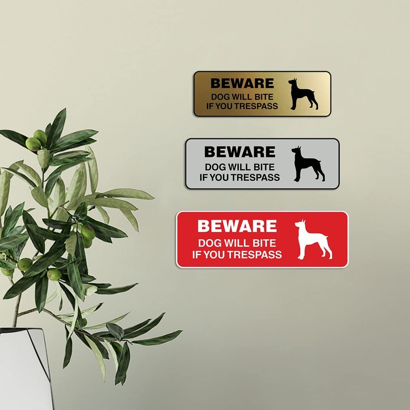 Standard Beware Dog Will Bite Sign (Black) - Small