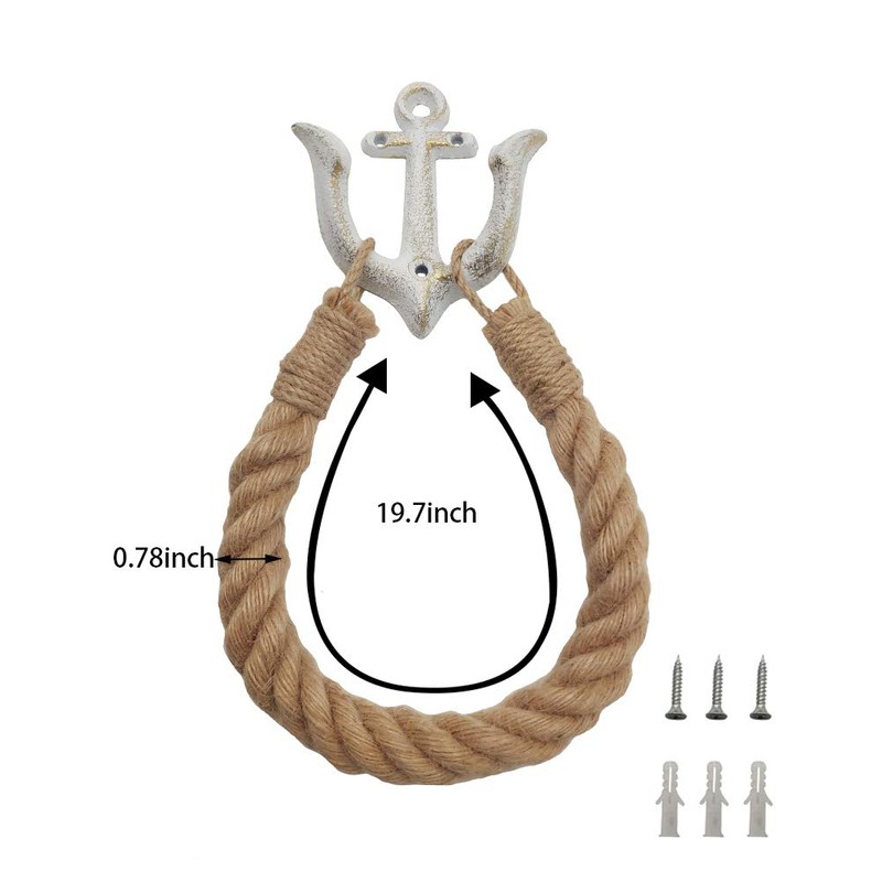 ROXLLGJC Nautical Rope Toilet Paper Holder Coastal Towel Holder with