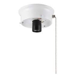Aspen Creative 22104-03-1, Flush Mount Ceiling Fixture Shade Holder Kit with On/Off Pull Chain Switch in Matte White Finish 4-1/2" Fitter, 5" Diameter x 1-3/4" Height