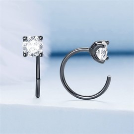 BISAER 925 Sterling Silver Stud Huggie Half Hoop Earrings Hypoallergenic Minimalist Tiny Cartilage Earring Cubic Zirconia Sparkling Round Earrings for Women, Sterling Silver Diamond Cubic Zirconia,