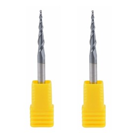 SYHML-SHOP 10pcs / Lot 2-Flute Tapered Ball Nose Spiral End Mill, R0.5D420.550L2F HRC55 Tungsten Carbide CNC Router Bits Cone Type CNC Milling Cutter