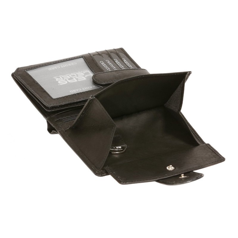 Wallet with outside lock LEAS, Genuine Leather, black - ''LEAS