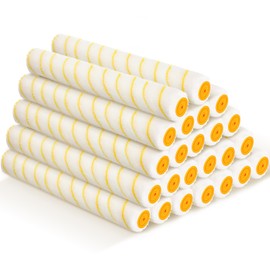 Leumoi 24 Pieces 18 Inch Paint Roller Covers Microfiber Brush Cover House Painting Supplies for Home Wall House Roller Kit for Surfaces(Yellow,1/2" Naps)