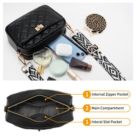 ZOUIQSS Women's Shoulder Bag Leather Diamond Women Crossbody Shoulder Bag Metal Button Handbag with Adjustable Shoulder Straps, Black (3.5 cm)color26