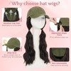 Hat Wigs, Hat with Hair Attached for Women Green 18"