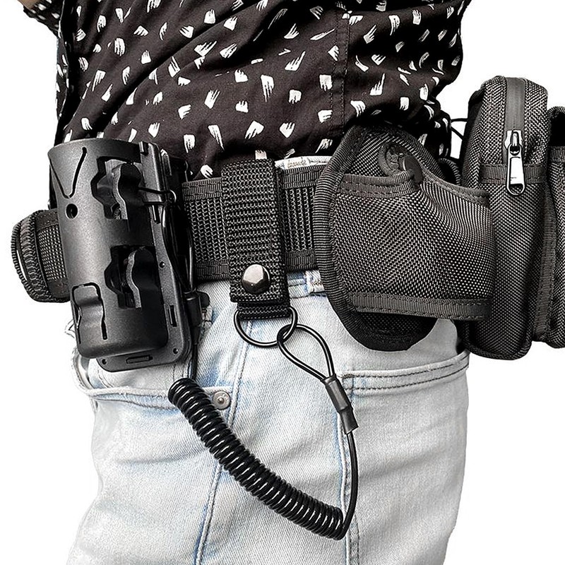 Tactical Lanyard Set, Includes 2 Elastic Spiral Ropes, 2 Carabiner