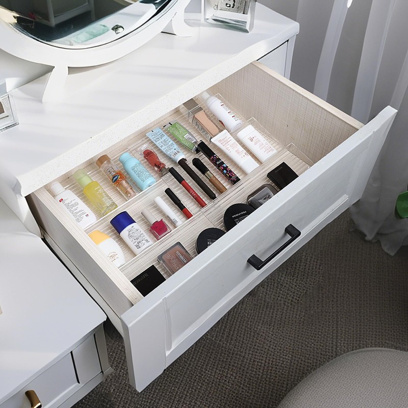 Derlyniupi Spice Organizer for Drawer, 4 Pcs Clear Acrylic Drawer