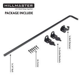 HILLMASTER 24" Heavy Duty Cane Bolt Gate Drop Rod for Wood Fence, Steel Drop Bolts Cane Bolt Hardware for Wooden Gater and Holding Doors, Black Finish