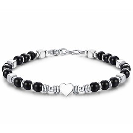 CASSIECA Boho Bracelet Women's Natural Stones Bracelets for Women 316L Stainless Steel Heart Bracelet Adjustable Tiger's Eye Turquoise Bracelet Christmas Birthday Gifts Women Jewellery with Gift Box,