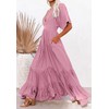 CHARTOU Women's Boho Ruffle Sleeve Flowy Maxi Dress Lace Up
