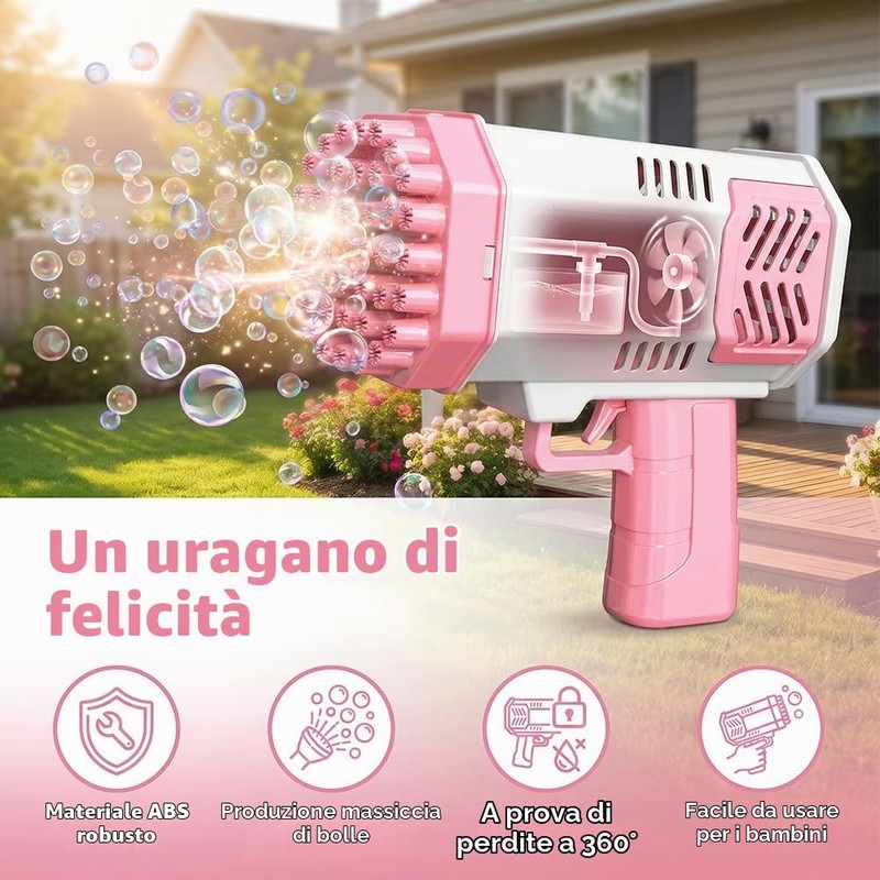 Pistola Bolle di Sapone, Macchina automatica per Bambini, Macchina per