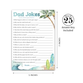 DAD JOKES, BEACH SURF Theme Baby Shower Games, Daddy Jokes Shower Trivia Games — Pack of 25 — Fun Dad Joke Game, Blue Ocean Surfing, Funny Game, Sprinkle, Gender Reveal, Birthday Activity G940-DJK