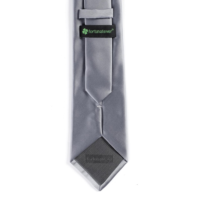 fortunatever Men's Solid Satin Necktie,Gray Ties For Men With Gift