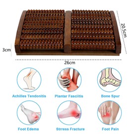 Wooden Foot Massage Roller, 8 Rows Foot Massager, Wooden Foot Massager, Foot Massager for Feet, Double Foot Massage Roller Foot for Relief, Tired Feet, Heel Spurs & Plantar Fasciitis