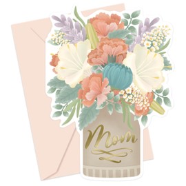 Honeyplum Happy Mothers Day Card From Daughter, Husband, Grandmother, Son, 5 x 7 Inches, Floral Bouquet