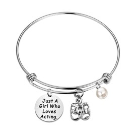 UJIMS Theater Gifts Actor Bracelet with Comedy Tragedy Masks Charm Just A Girl Who Loves Acting Jewelry for Drama Teacher Thespian Inspirational Gift (Drama Teacher Bracelet)