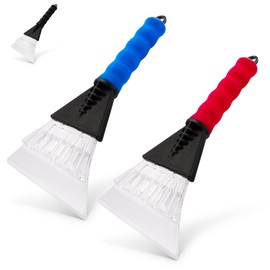 2 Ice Scraper for Cars Winter Care Windscreen With Soft Foam Grip, No Scratches, Windscreen Snow, Frost Removal, Non-Slip Grip, Extra Wide Blade, Ergonomic Handle, Strong Design For Extreme Weather