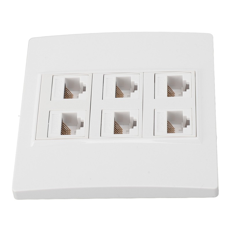 6 Port Cat 6 Ethernet Wall Plate Removable Female to
