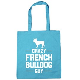 Hippowarehouse Crazy French Bulldog guy Tote Shopping Gym Beach Bag 42cm x38cm, 10 litres