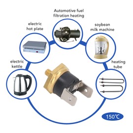 KSD301 Copper Thermostat, Temperature Switch Thermostat Bimetal Opener M4 Snap Disc Temperature Switch 250 V (150 °C) Pack of 5