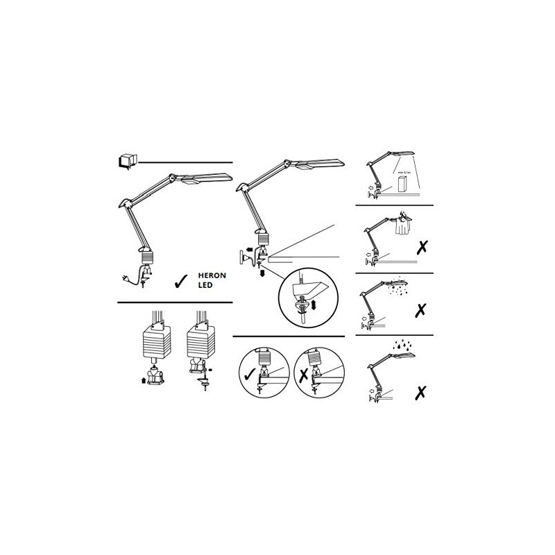 Manningham Lighting 5W LED White Table Desk Edge Mounted Clamp