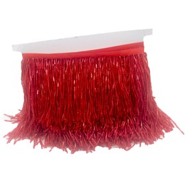KUYLENT 1 Yard 3.9 Inches Beaded Fringe Trim Lace Chainette Tassel Fringe Trimming for Dress Clothes Lamp Shade Decoration DIY (Red)