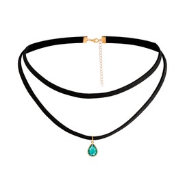 MILAKOO Multilayered Velvet Choker Goth Tattoo Necklace Grenn Teardrop Charms Pendant Necklace