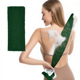 Woyinger 1PCS African Exfoliating Net Sponge, Long-Strip Back Scrubber, Body Exfoliator Shower Bath Accessories (Deep Green)