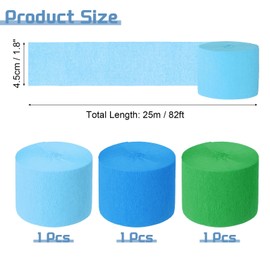 MECCANIXITY 3 Roll 246 ft Crepe Paper Streamers, Wedding Decoration Streamers Party Decoration for Wedding Valentine's Day Festival Backdrop, Green,Sky Blue,Light Blue