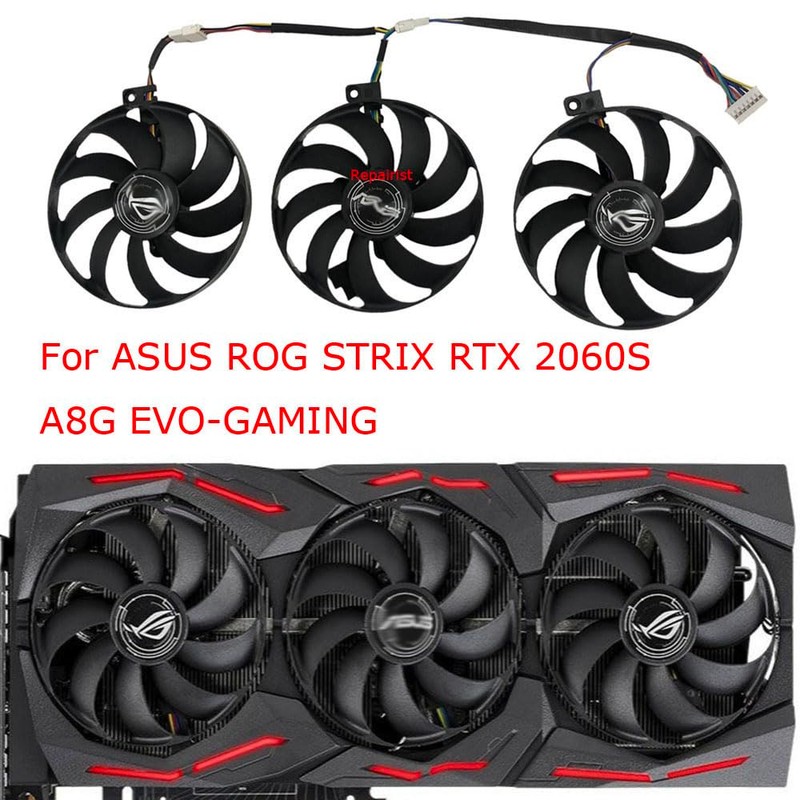 3-Piece/Set,T129215SU,FDC10H12S9-C,PLD09210S12H,Video Card Fan,GPU Cooler,For ASUS ROG STRIX RTX 2080Ti RTX