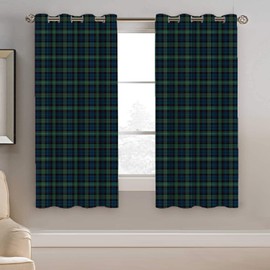 Ansouyi Home Decor Indoor Window Curtains, Blue Black Green Buffalo Plaid Lightweight Set with Grommet Top, Blackout Curtains for Bedroom Living Room or Dining Room, 2 Panels of - 52" W x 63" L