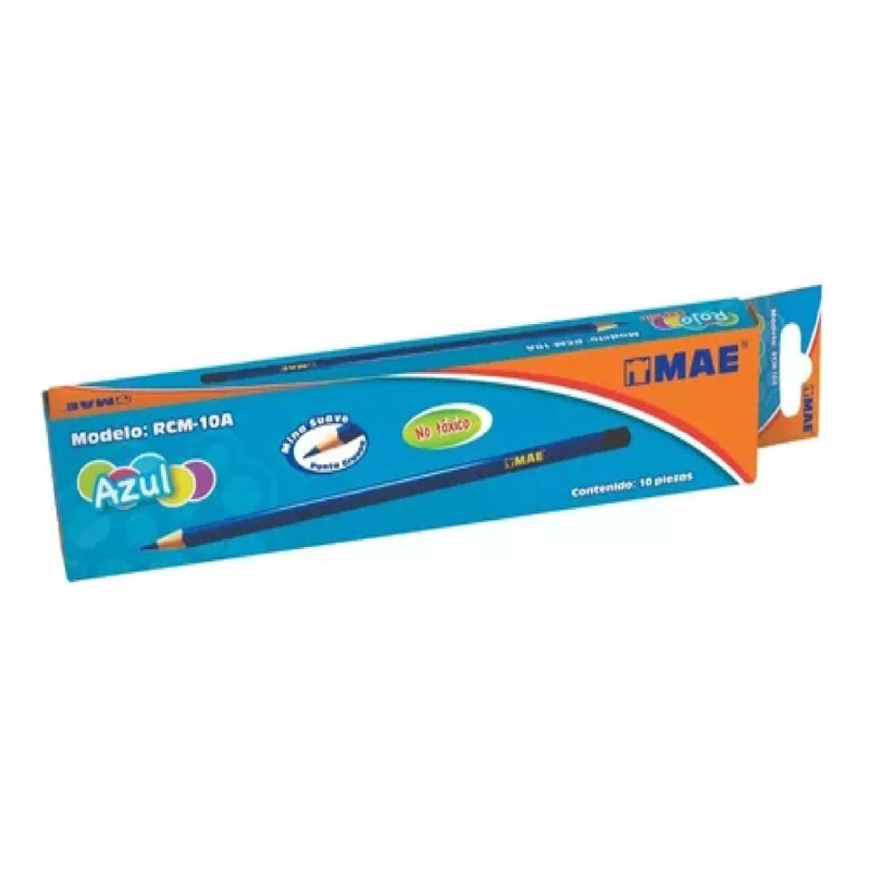 CHECADOR AZUL Lápiz Checador Color Azul 10 Pzs