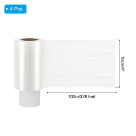 PATIKIL 4" x 328 Feet Stretch Wrap Roll, 4 Pack 80 Gauge/20 mic Thick Mini Shrink Stretch Film Industrial Clear Plastic Wrap for Box Packing Shipping Moving