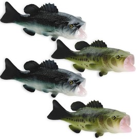 Nexboraque 4 Pack Fake Fish, 6.1 Inch Artificial Lifelike Large Mouth Bass Sea Fish Models for Food Display, Party Display, Kitchen Decor, Photography Props(Blue,Green)