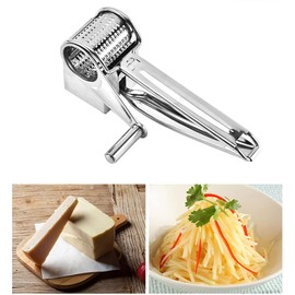 Cheese Grater Stainless Steel Cheese Grater with 1/2/4 Rotary Cylinder Stainless Steel Drums, Drum Grater for Cheese, Vegetables, Fruits & Nuts