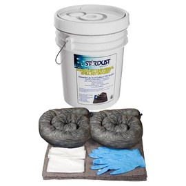 STARDUST Spill Products D905U Universal Spill Kit OSHA Approved - Portable Bucket (15) Universal Sorbent Pads, (2) 3"x4' Absorbent Socks, (4) Disposal Bags & Nitrile Gloves Spill Kit For Fast Response