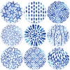 BENECREAT 9 Pieces Coasters for Drinks, Blue Watercolour Coasters in