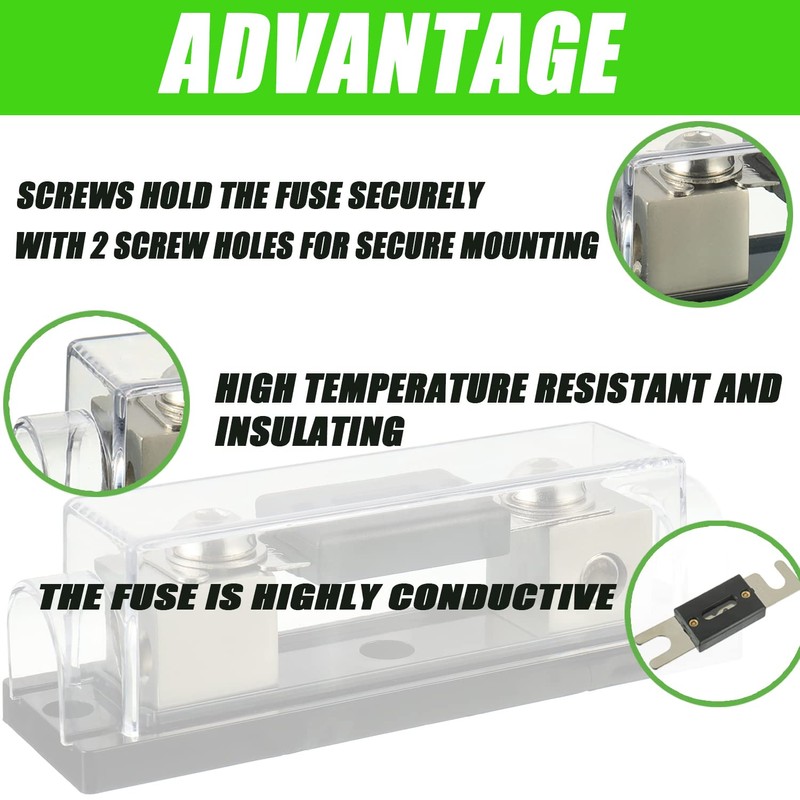 SIGANDG 0/2/4 Gauge AWG Inline ANL Fuse Holder with 300