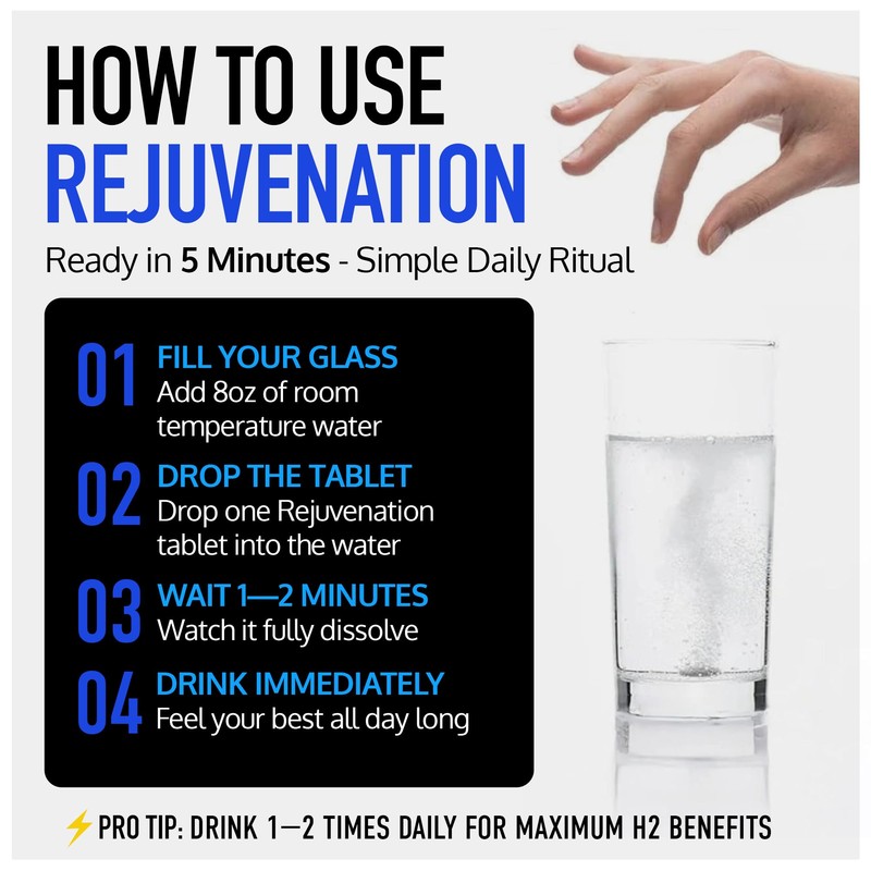 DRINK HRW Rejuvenation Molecular Hydrogen Water Tablets: 12 ppm H2,
