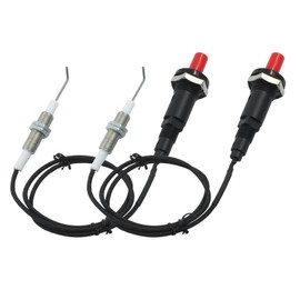 Jiozermi 2 Pcs Piezo Spark Igniter, Metal Threaded Ceramic Push Button Igniter Replacement Generator Ignition Set for Gas Fireplace Oven Heater Firepit Kitchen BBQ Stove (Curved Needle