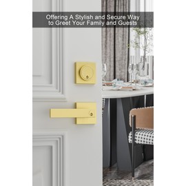 goldenwarm Front Door Handle and Deadbolt Set, Gold Exterior Door Lock Set with Deadbolt, Front Door Handles and Locks (1 Pack)