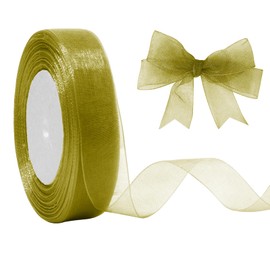 JaoZuyard Sage Green Organza Chiffon Ribbon 1/2 inch X 50 Yards Sheer Ribbon for Flower Fabric for Wedding Invitations Bridal Bouquets Party Decoration Gift Wrapping Bow Making