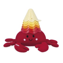 Janod J04734 Bernhard the Hermit Bath Toy Made from Wheat Straw Water Plush 6 Perforated Bowls Water Fun for Babies from 10 Months J04734