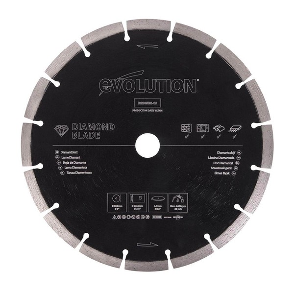Evolution Power Tools D230SEG-CS 230 mm Diamond Blade For Disc Cutters - Segmented Edge For Cutting Masonry, Such as Brick, Reinforced Concrete and Stone